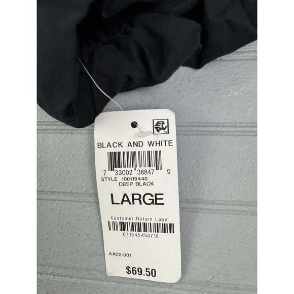 INC International Concepts  L Women Peasant Top Black Elastic Waist Sleeve Neck - Picture 2 of 4